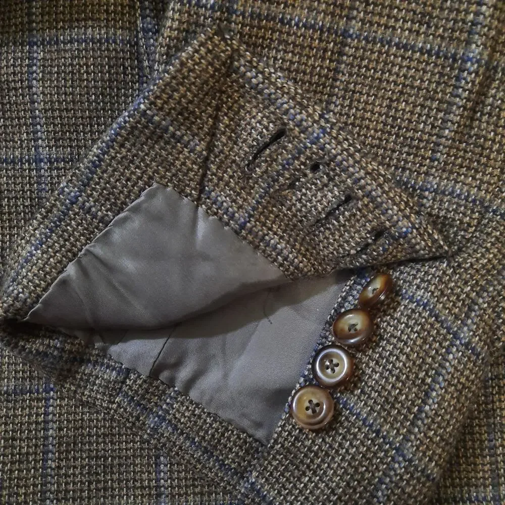 Astor Black Mens 43R Cashmere Blazer Brown XL Sport Coat Jacket Surgeon Cuffs
